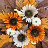 Thanksgiving Pumpkin and Maple Leaf Wreath