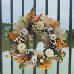 Thanksgiving Pumpkin Artificial Wreath